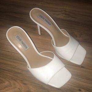 Steve Madden white square mules heels size 7.5